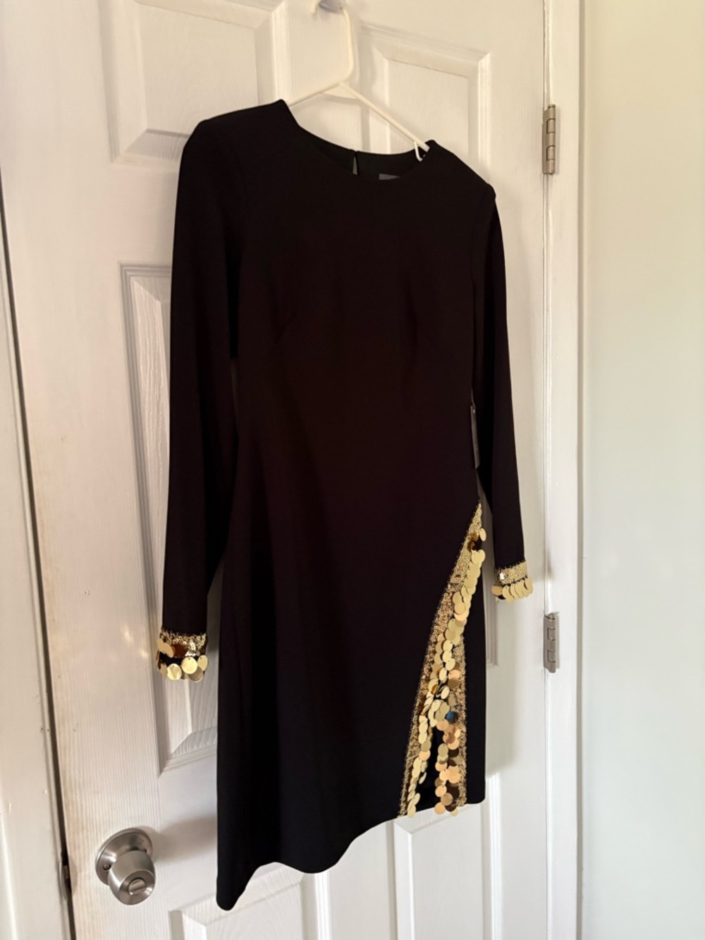 Vince Camuto Black Gold Sequin Mini Dress NWT Holiday Party NYE Size 8 - Picture 9 of 10